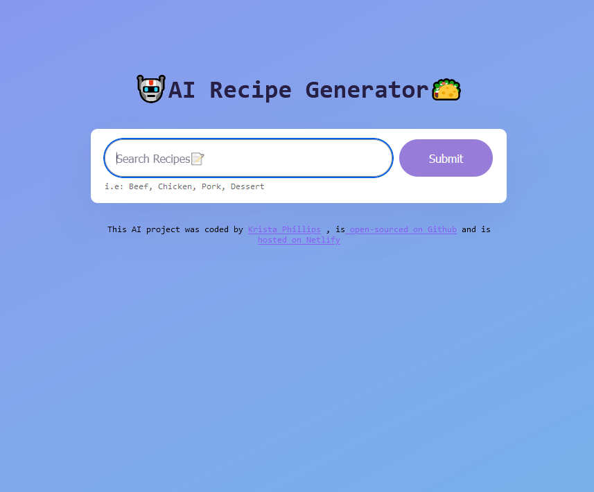 AI recipe Preview